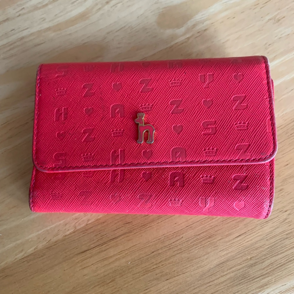 Vibrant Red Textured Leather Wallet with Embossed Design